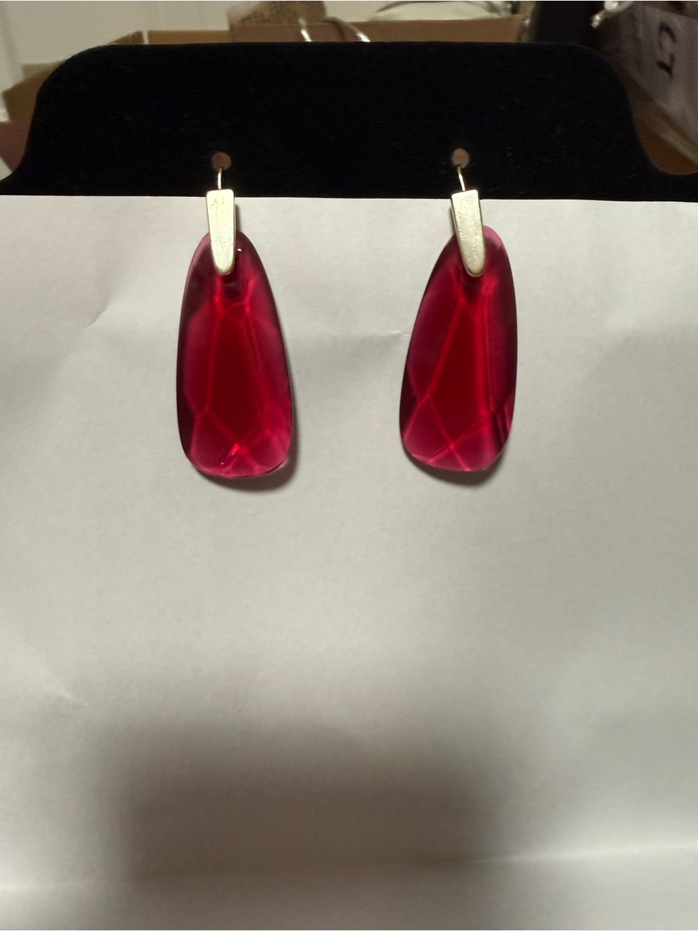 Kendra Scott Ruby Red Teardrop Dangle Earrings